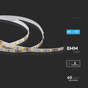 Banda led SMD 4040, lumina rece (6500 K), 8W/metru, 60 leduri metru, 800lm/m, protectie IP20, 12V, V-TAC [8]- savelectro.ro