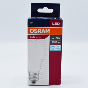 Bec led 10W (75W), E27, A75, 1055 lm, lumina rece (6500K), opal, Osram