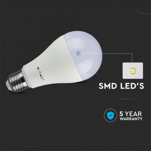 Bec LED 15W(85W) V-TAC A60, E27, 1250 lm, lumina neutra (4000 K), clasa energetica F [5]- savelectro.ro