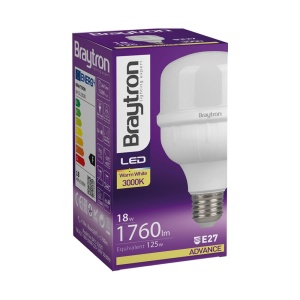 Bec led 20W(125W) Braytron, T80, E27, 1760 lm, lumina calda(3000K), clasa energetica E [3]- savelectro.ro