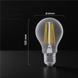 Bec LED filament, 10W(75W), E27, 1055lm, lumina calda (3000 K), IP20, transparent, V-TAC [2]- savelectro.ro