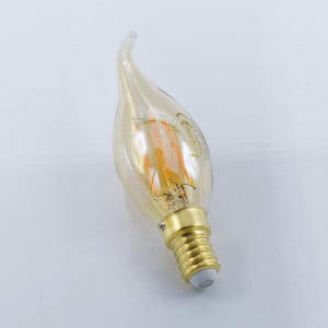 Bec led flacara Vintage filament 4W (23W), E14, C35T, 350lm, dimabil, lumina calda (2500K), auriu, Optonica