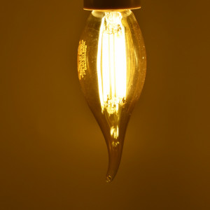 Bec led flacara Vintage filament 4W (35W), E14, 400lm, lumina calda (2500K), auriu, Optonica