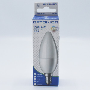 Bec led lumanare opal 8.5W (54 W), E14, 800 lm, lumina calda (2700K), A+, Optonica