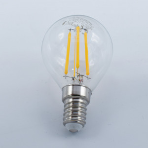 Bec led sferic Vintage filament 4W (27W), E14, G45, 400lm, dimabil, lumina calda (2700K), clar, Optonica