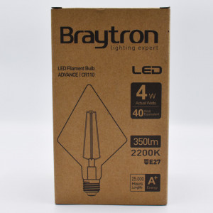 Bec led Vintage Edison 4W (40W), E27, CR110, 350 lm, lumina calda (2200K), auriu, Braytron