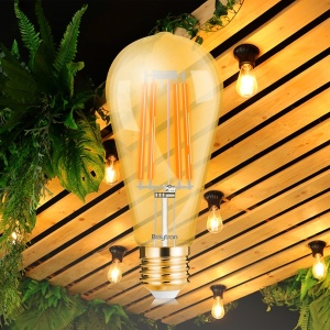 Bec led Vintage Edison dimabil, 6W (40W), E27, ST64, 540 lm, lumina calda (2200K), auriu, Braytron [2]- savelectro.ro