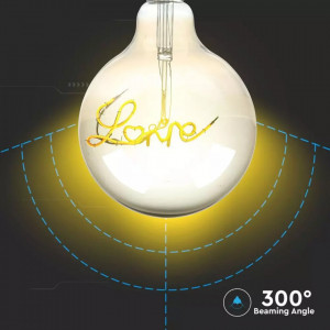 Bec LED Vintage filament Love V-TAC, 5W(30W), E27, G125, 70 lm, lumina calda (2200K), clasa energetica G [4]- savelectro.ro