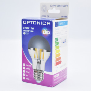 Bec LED Vintage filament 7W (53W),  800 lm, E27, lumina calda (2700K), argintiu, Optonica