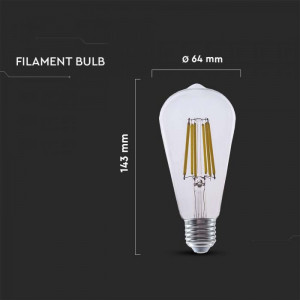 Bec LED Vintage V-TAC, ST64, E27, 4W(60W), 840 lm, lumina calda (3000K), clasa energetica A [5]- savelectro.ro