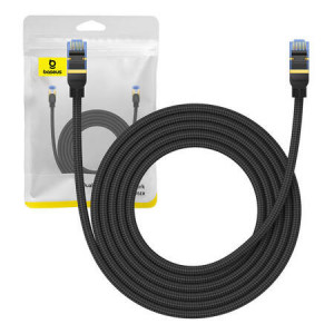 Cablu de rețea Ethernet RJ45, cat.7, 10Gbps, 3m, împletit, negru, Baseus [7]- savelectro.ro