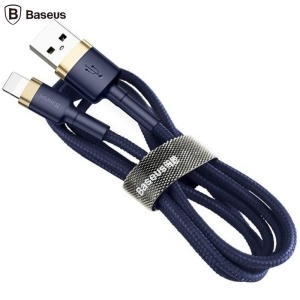 Cablu USB - Lightning, 2m, 1.5A, textil, albastru+auriu, Baseus