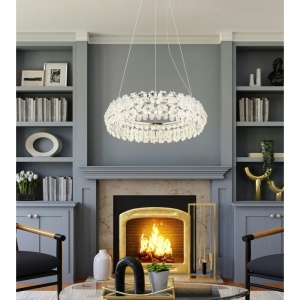 Candelabru LED Diann 50W, 4460 lm, lumina neutra (4000K), cristale, Ø60 cm, IP20, crom, Globo Lighting [7]- savelectro.ro