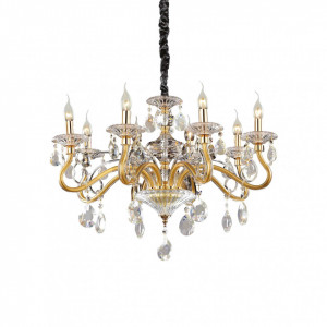 Candelabre, Candelabru Negresco 141053, 8xE14, auriu+transparent, IP20, Ideal Lux - savelectro.ro