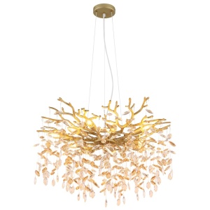 Candelabre, Candelabru Queena, 10xE14, IP20, auriu mat+cristale chihlimbar, Globo Lighting - savelectro.ro