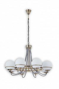 Candelabru Serinity, 8 becuri, dulie E14, alb, negru si auriu, metal, sticla, Klausen [1]- savelectro.ro