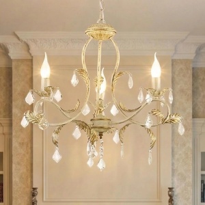 Candelabru Versilia KL6193, 3xE14, alb antic + auriu, metal + sticla + cristale, stil vintage elegant, Klausen [8]- savelectro.ro