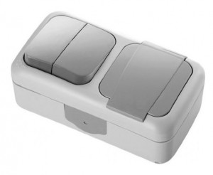 Comutator + Priza IP54 Palmiye Viko, PT, gri