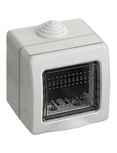 Prize si intrerupatoare, Doza montaj aplicat, 2 module, IP55, gri, Bticino Matix - savelectro.ro