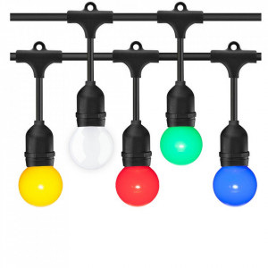 Ghirlande luminoase, Ghirlanda luminoasa 15 metri + 15 becuri LED multicolore, protectie IP44 - savelectro.ro
