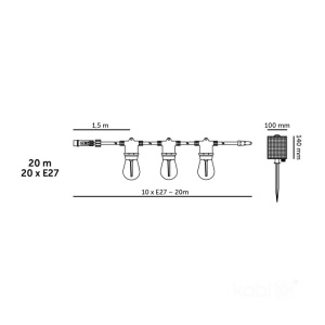 Ghirlanda solara LED E27 STARLIGHT NEO, 20m, telecomanda, Kobi [6]- savelectro.ro
