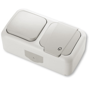 Prize si intrerupatoare Panasonic, Intrerupator + Priza IP54 Palmiye Viko, PT, gri - savelectro.ro