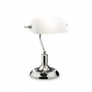 Lampa de birou Lawyer TL1 045047, cu intrerupator, 1xE27, alba+crom, IP20, Ideal Lux
