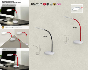 Lampa de birou LED Timothy 5430, cu intrerupator, 7.5W, 440lm, lumina neutra, alba+rosie, IP20, Rabalux [2]- savelectro.ro