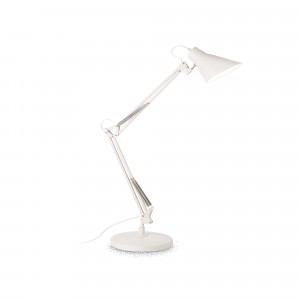 Lampi de birou si veioze, Lampa de birou Sally Total 193946, cu intrerupator, orientabila, 1xE27, alba, IP20, Ideal Lux - savelectro.ro