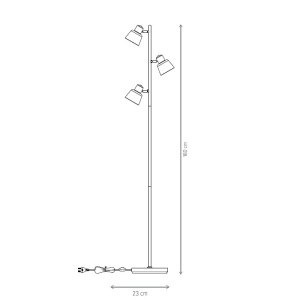 Lampadar Smoky PT3 cu Intrerupator, 3xE14, Negru + Alama, IP20, Klausen [4]- savelectro.ro
