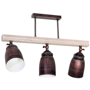 Lustre, Lustra Charm KL6497, 3xE27, cupru antic + alb antichizat, metal + sticla, stil vintage, Klausen - savelectro.ro