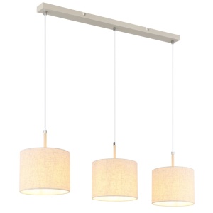 Lustre, Lustra Deleon, 3xE27, IP20, nisip/crom/textil crem, Globo Lighting - savelectro.ro
