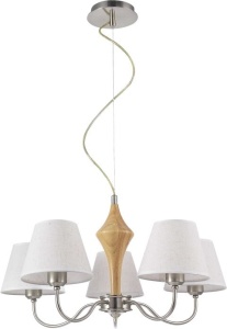 Lustre, Lustra Fausta 5 KL0079, 5xE27, gri + crom, metal + lemn + textil, stil modern, Klausen - savelectro.ro