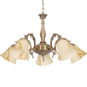 Corpuri de iluminat, Lustra Karina KL7003, 5xE27, alba+bronz, IP20, Klausen - savelectro.ro