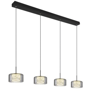 Lustre LED, Lustra LED Fogsy, 32W, 2100 lm, liniara, lumina neutra (4000 K), IP20, neagra mat+fumurie, Globo Lighting - savelectro.ro