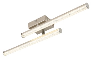 Lustre, Lustra LED Kirina, 2 brate, 12W, 1000 lm, lumina neutra (4000 K), IP20, nichel mat/cristale, Globo Lighting - savelectro.ro