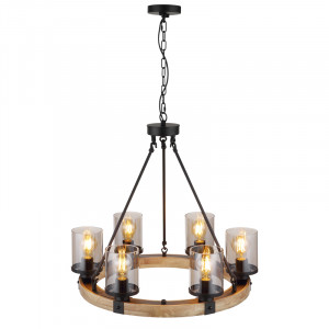 Lustra Lila 15555-6H, 6xE27, naturala+fumurie+neagra, IP20, Globo Lighting [6]- savelectro.ro