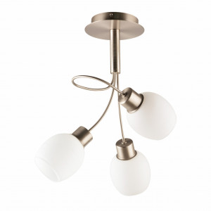 Lustra Milky, 3 becuri, dulie E14, alba, nichel, metal, sticla, lemn, Klausen [1]- savelectro.ro