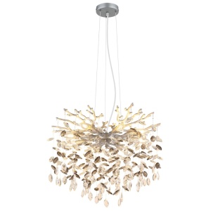 Lustre, Lustra Queena 8xE14, cristale, Ø60 cm, IP20, argintie mat, Globo Lighting - savelectro.ro