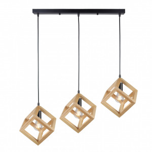 Lustra Rhombus linie, 3 becuri, dulie E27, lemn si plastic, Klausen [2]- savelectro.ro