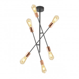 Corpuri de iluminat, Lustra Straight KL106005, 6xE27, neagra+cupru, IP20 Klausen - savelectro.ro