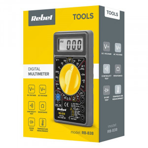 Multimetru digital universal, max 1000 V, masurare temperatura, testare dioda, verificare continuitate, Rebel Tools [4]- savelectro.ro