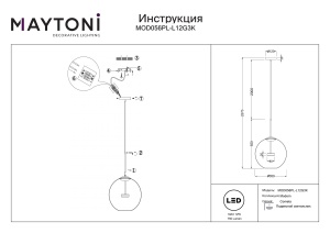 Pendul LED Cometa MOD056PL-L12G3K, 12W, 720lm, lumina calda, IP20, auriu+transparent, Maytoni [3]- savelectro.ro