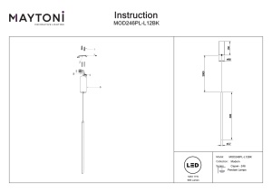 Pendul LED Halo MOD246PL-L12BK, 11W, 600lm, lumina calda, IP20, negru, Maytoni [3]- savelectro.ro