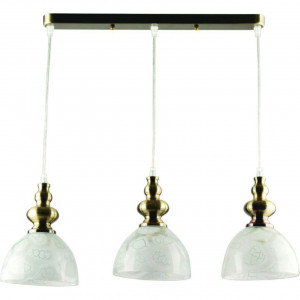 Pendul Rini, 3 becuri, dulie E27, alba, bronz, metal, sticla, Klausen [1]- savelectro.ro