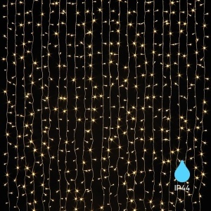 Decoratiuni de Craciun, Perdea luminoasa 15 leduri, 1.5m, lumina calda, IP44, cablu alb, 1W/set, Braytron - savelectro.ro