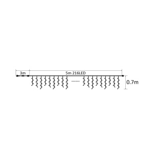 Perdea luminoasa 216 leduri, 5m, lumina rosie, IP44, cablu alb, 7W/set, Braytron [2]- savelectro.ro