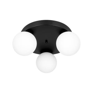 Plafoniera Bali 3xE27, rotunda, sticla, IP20, neagra, Masterled