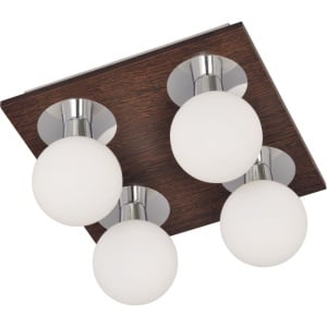 Plafoniere, Plafoniera Bollo KL5618, 4xG9, crom + wenge + alb, metal + lemn + sticla, stil modern, Klausen - savelectro.ro