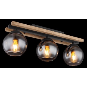 Plafoniera Conni, 3xE27, IP20, negru/lemn maro inchis/fumuriu, Globo Lighting [8]- savelectro.ro
